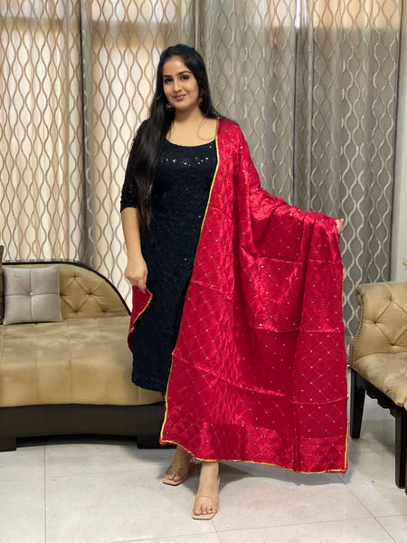 JustPhulkari Red Dupatta