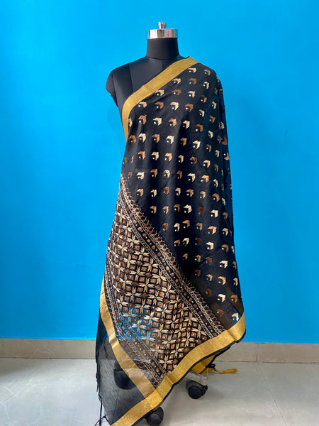 Hand-embroidered Chanderi Stole
