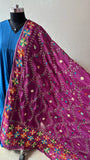 Just Phulkari magenta dupatta