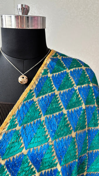 Blue Phulkari Dupatta