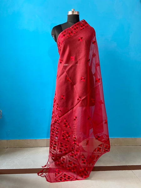 Red Phulkari Dupatta