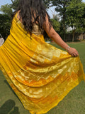 Yellow Phulkari Saree