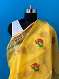 Peacock Motif Hand Embroidered Phulkari Saree