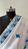 White Phulkari Saree