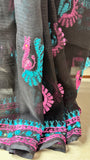 Black Phulkari Saree 