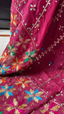 Red Hand Embroidered Dupatta