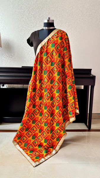 Red Phulkari Dupatta