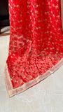 Red Phulkari Saree