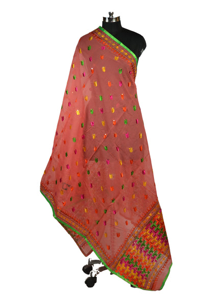Hand Embroidery Red Dupatta JustPhulkari