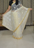 Just Phulkari White Saree