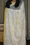 Just Phulkari White Saree