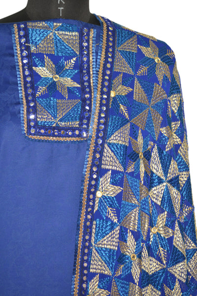 Suit 6381468 Red Silk Finish Multi-Color Phulkari Salwar Kameez Dupatta  Small Si | eBay