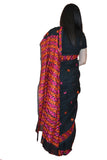 Just Phulkari Black Saree