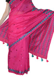 Just Phulkari Hand Embroidery Hot Pink Saree