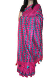 Just Phulkari Hand Embroidery Hot Pink Saree