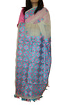 Just Phulkari White Saree