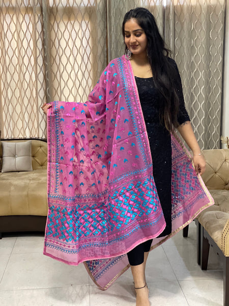 Just Phulkari Hand Embroidery Dupatta