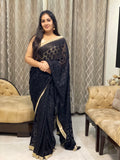 JustPhulkari Black Saree