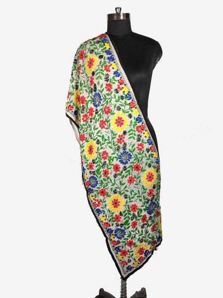 JustPhulkari White Stole