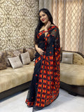 Black Phulkari Saree