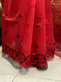 Red Phulkari Saree