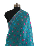 JustPhulkari.com Sky-blue dupatta