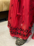 Red Phulkari Saree