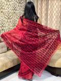Red Phulkari Saree