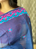 Hand Embroidery Blue Saree