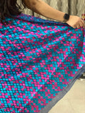 Blue Phulkari Saree