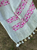 Justphulkari White Saree