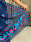 Peacock Motif Hand Embroidered Phulkari Saree